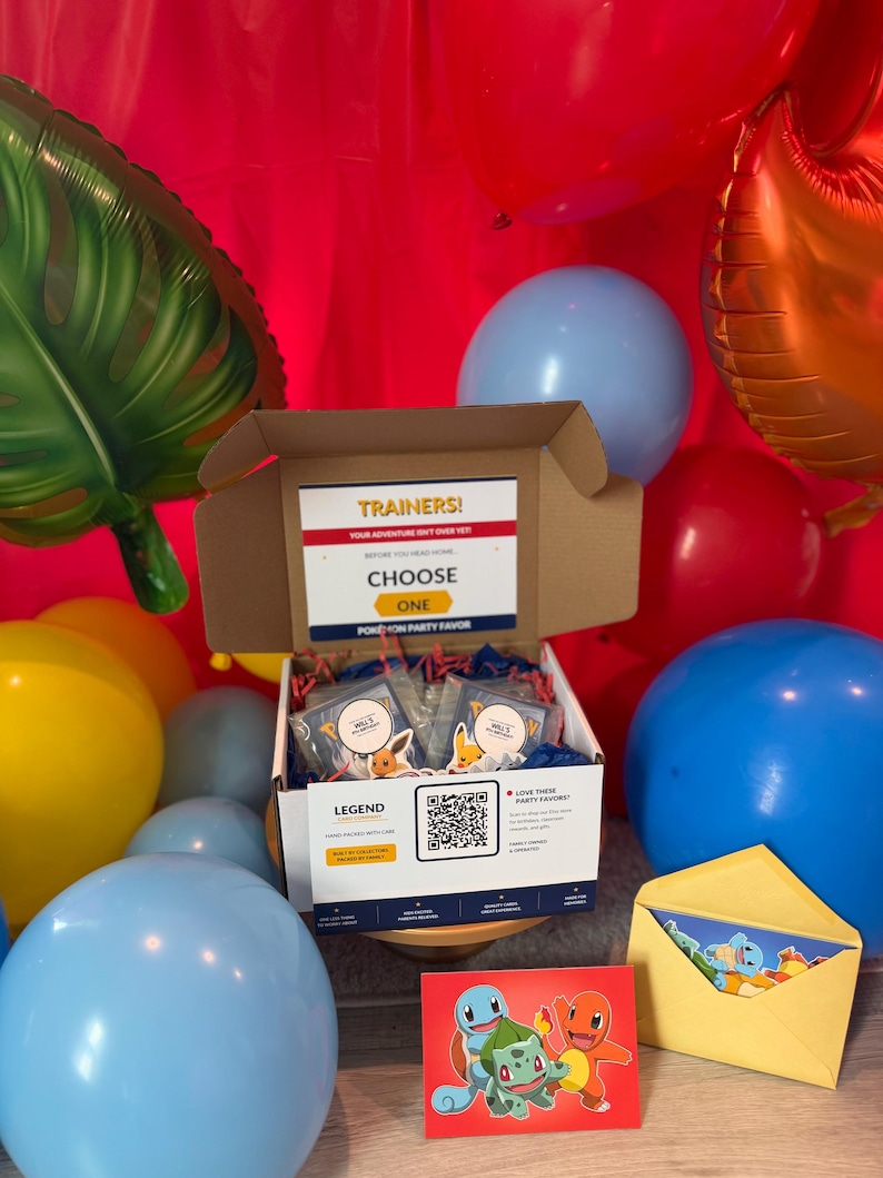 A completed Legend Card Company party favor order with the included birthday card